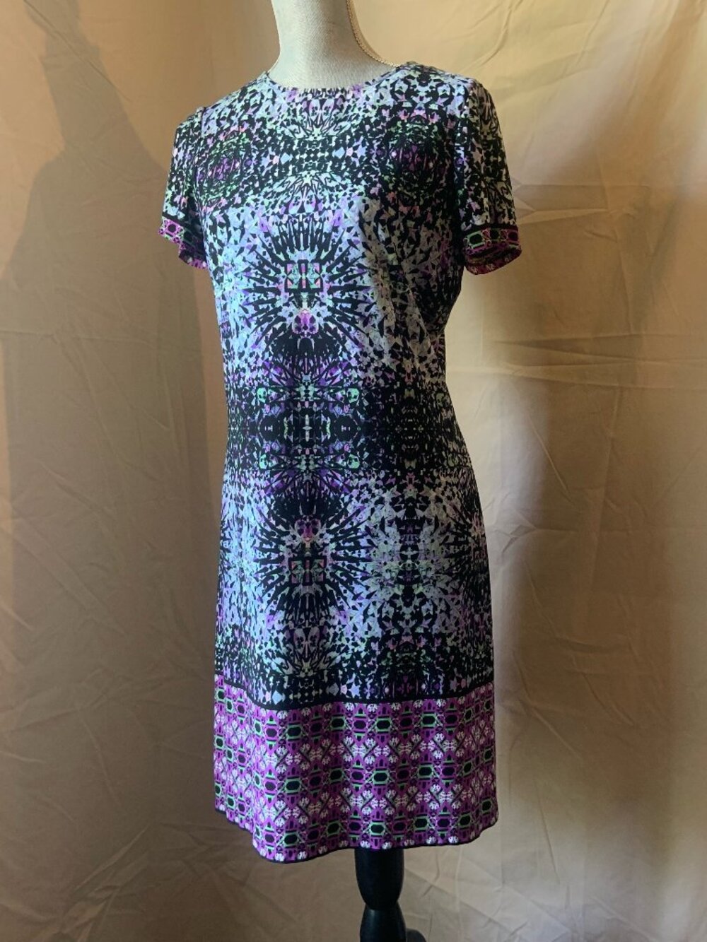 London Times Dress Size 6 Purple Multi